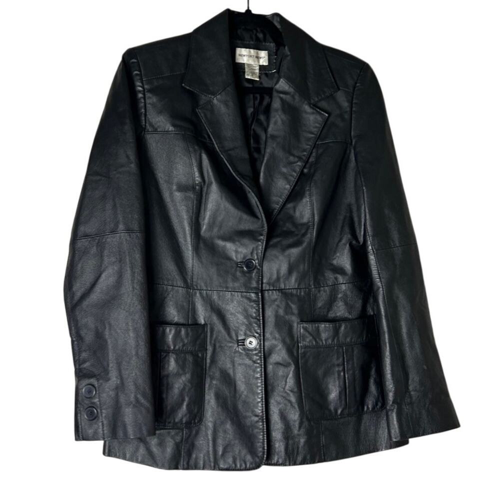newport news 90s style leather blazer jacket size 12